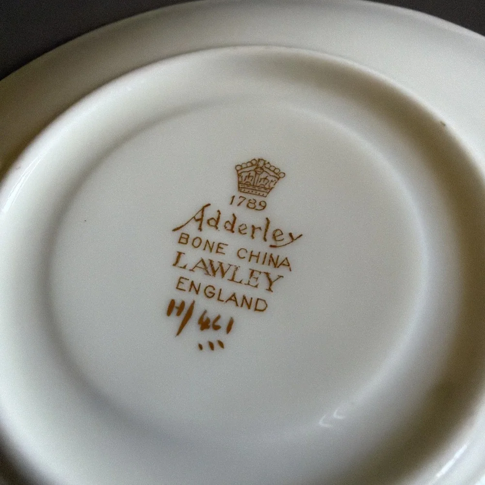 Vintage 1950s Adderley Fine Bone China Demitasse & Saucer Pink and Gold England